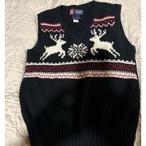 Chaps Holiday Print Sweater Vest Black Size 4 ** EUC** Worn once for holidays